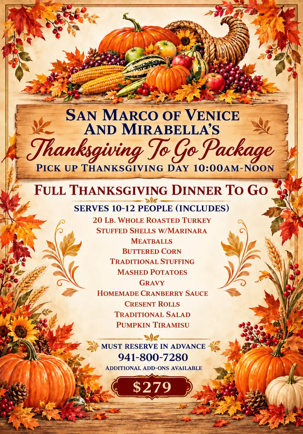 Thanksgiving menu promotion.