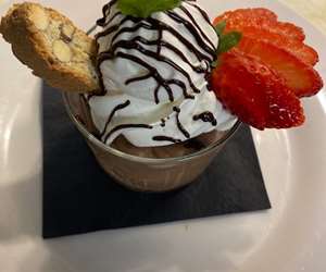 Delicious dessert with biscotti