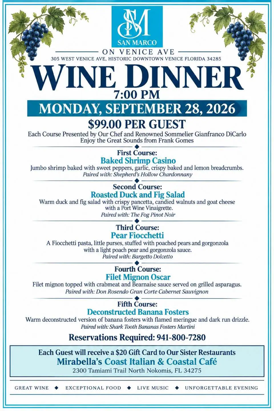 Special wine dinner at San Marco Venice.